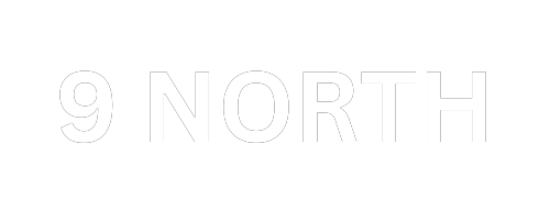 a green wall with the words 9 north written on it